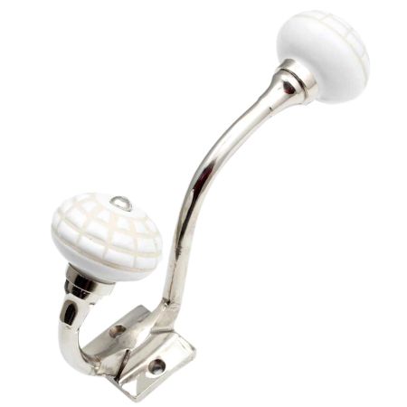 White Spider Net Etched Ceramic Silver Iron Hook